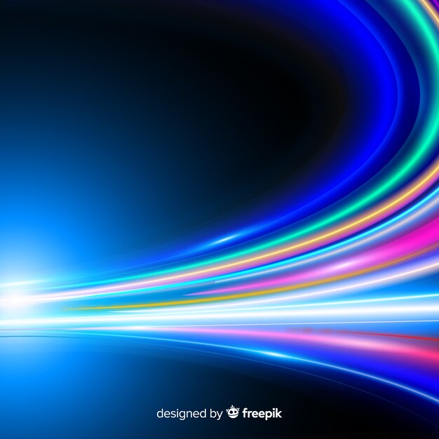 Colorful neon wavy light trail background