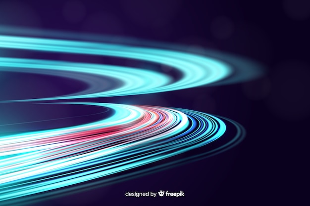 Free vector colorful neon wavy light trail background