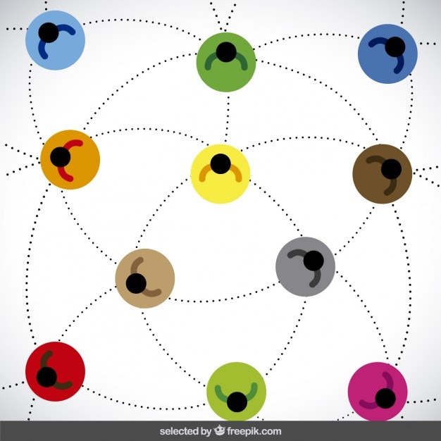 無料ベクター カラフルなネットワーク図