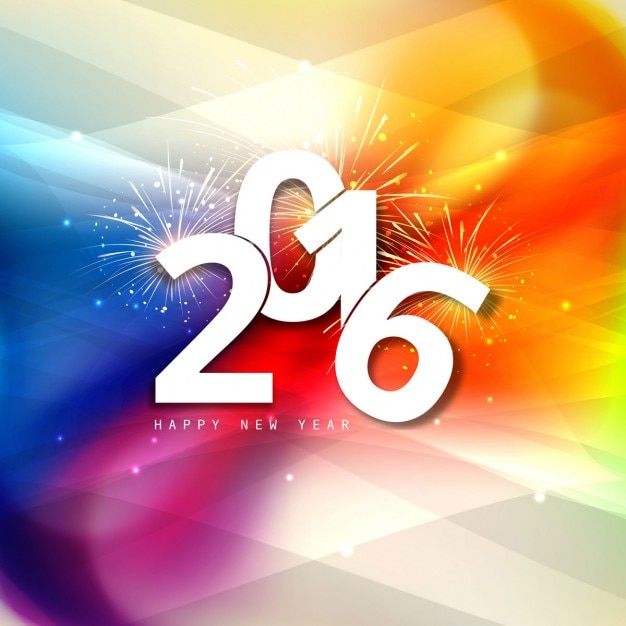 Colorful New Year 2016 Greeting Vector Template – Free Download