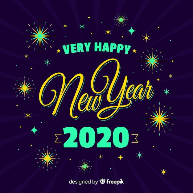 Colorful new year 2020 in flat design