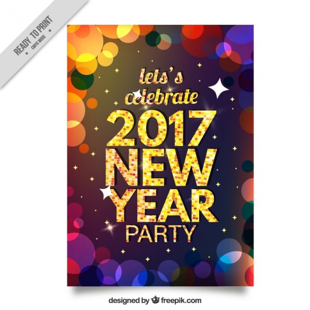 Free vector colorful new year's party abstract bokeh brochure