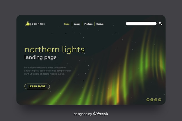 Colorful northern light landing page