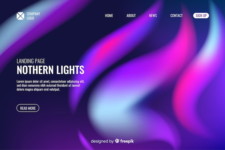 Free Vector colorful northern lights landing page