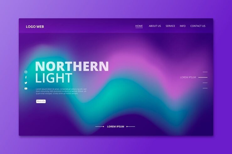 Free Vector colorful northern lights landing page