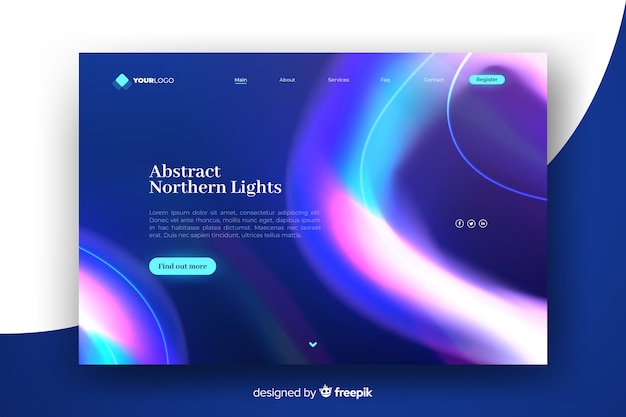 Colorful northern lights landing page