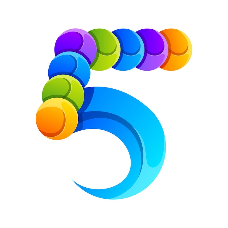 मुफ़्त वेक्टर colorful number 5 gradient logo design