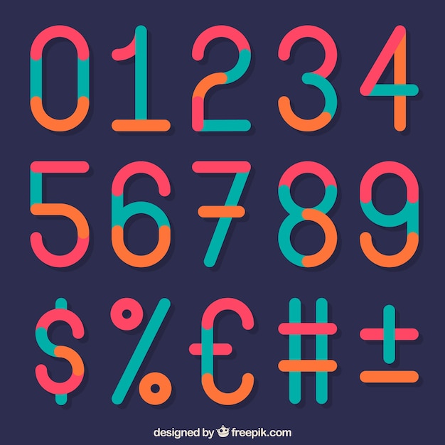 Free vector colorful number collection with flat design