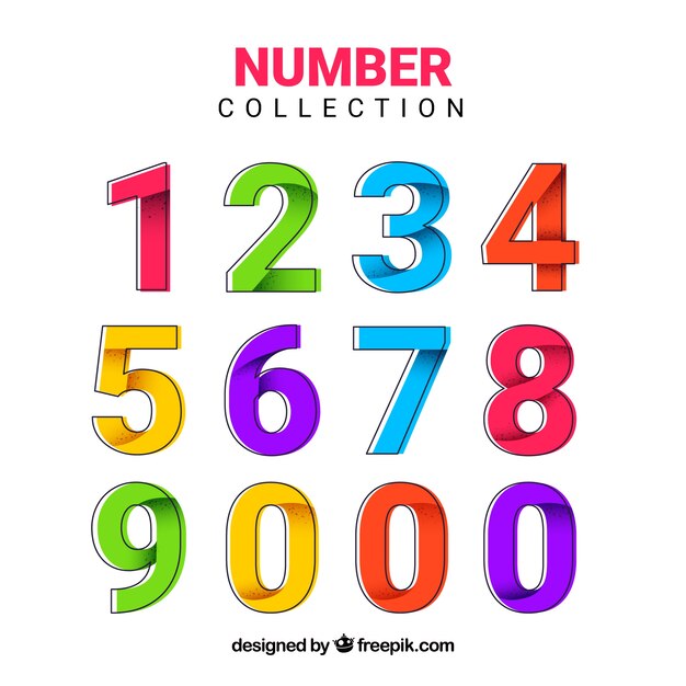 Colorful number collection with flat design