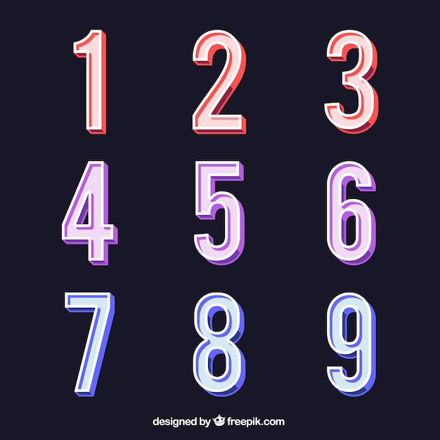 Free vector colorful number collection with flat design