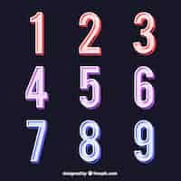 Бесплатное векторное изображение Цветной набор номера с плоским дизайном