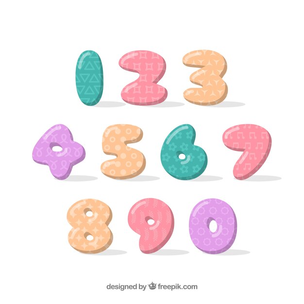 Colorful number collection with flat design