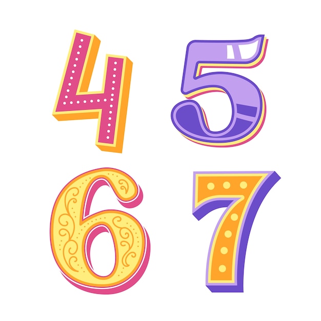 Colorful numbers sticker collection