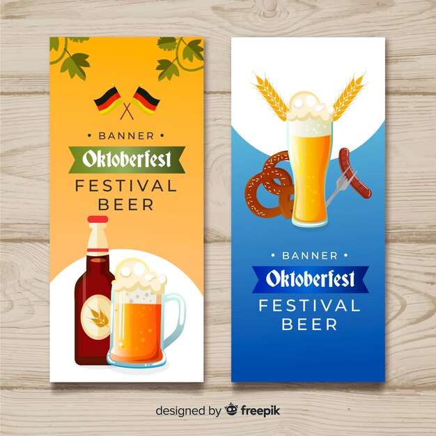 Colorful oktoberfest banners with flat design