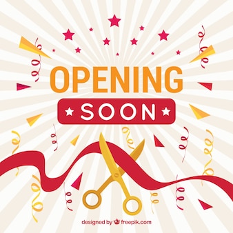 Colorful opening soon composition with flat design