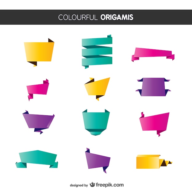 Free vector colorful origami ribbons pack