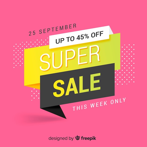 Free vector colorful origami sale banner