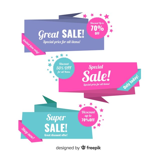 Free vector colorful origami sales banners