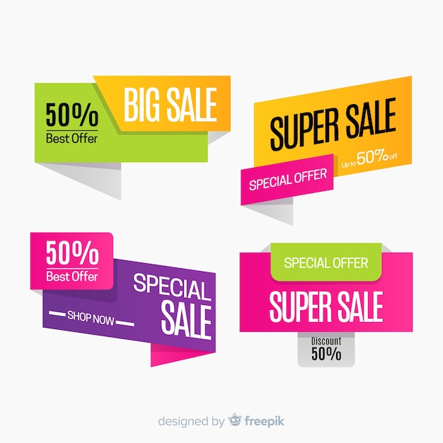 Free vector colorful origami sales banners