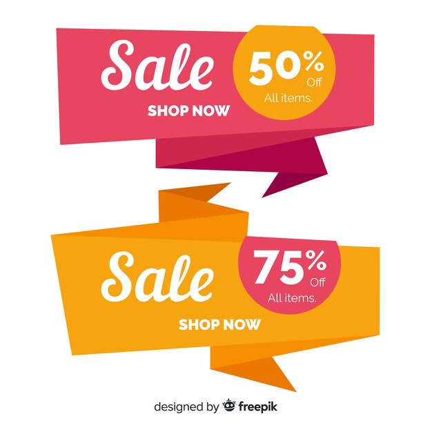 Free vector colorful origami sales banners