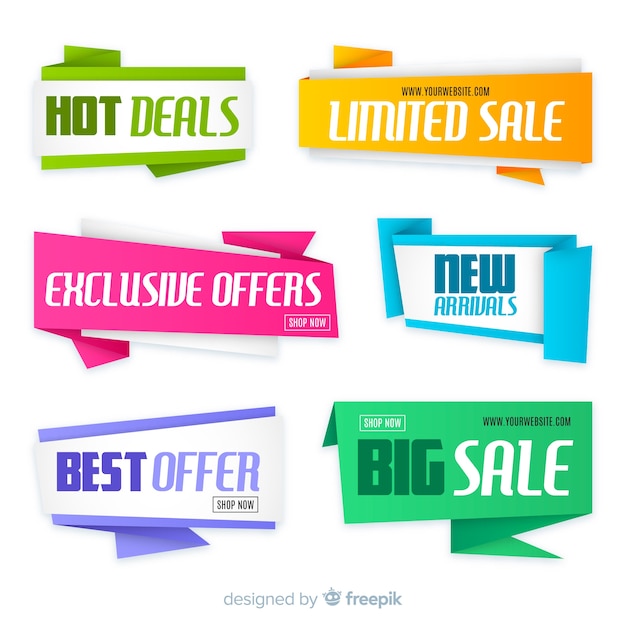 Free vector colorful origami sales banners