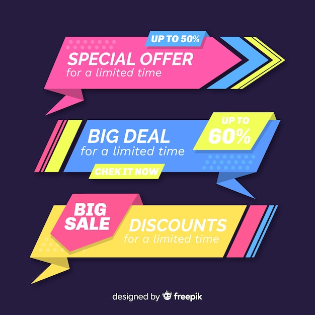 Free vector colorful origami sales banners