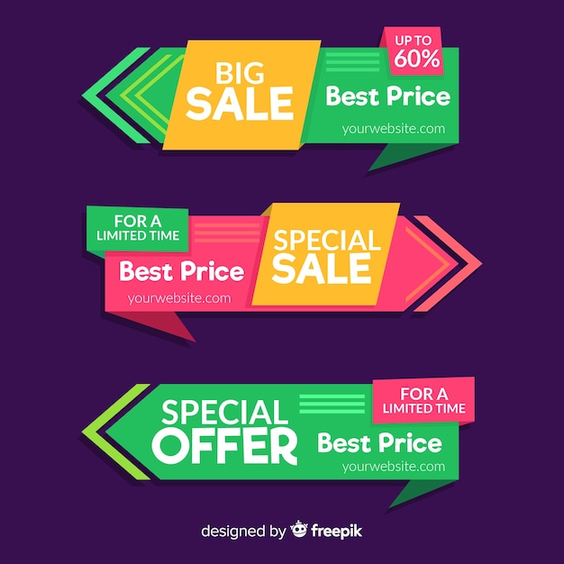 Free vector colorful origami sales banners