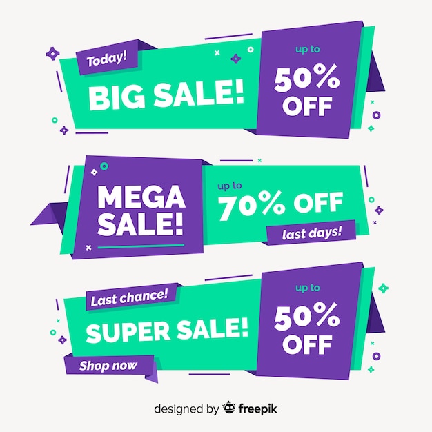 Free vector colorful origami sales banners