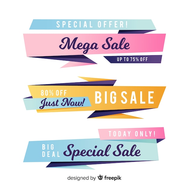 Free vector colorful origami sales banners