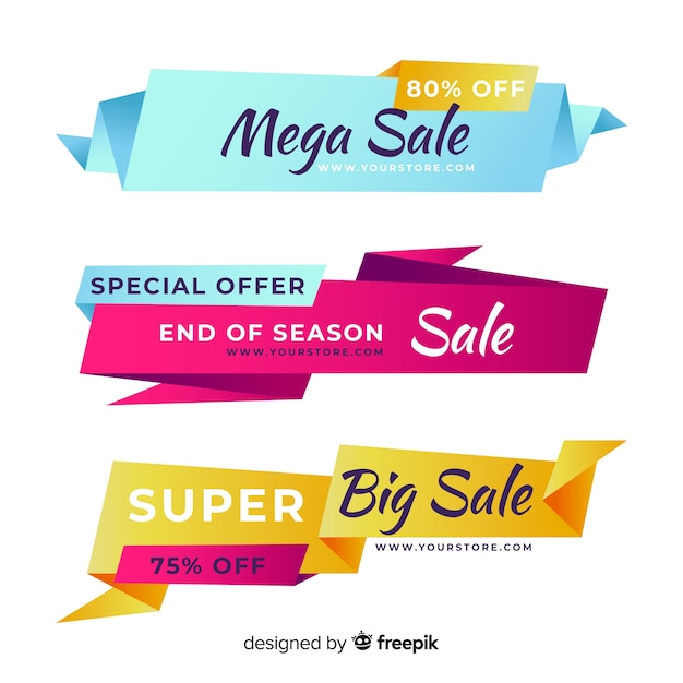 Free vector colorful origami sales banners