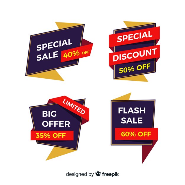 Colorful origami style sale banner set