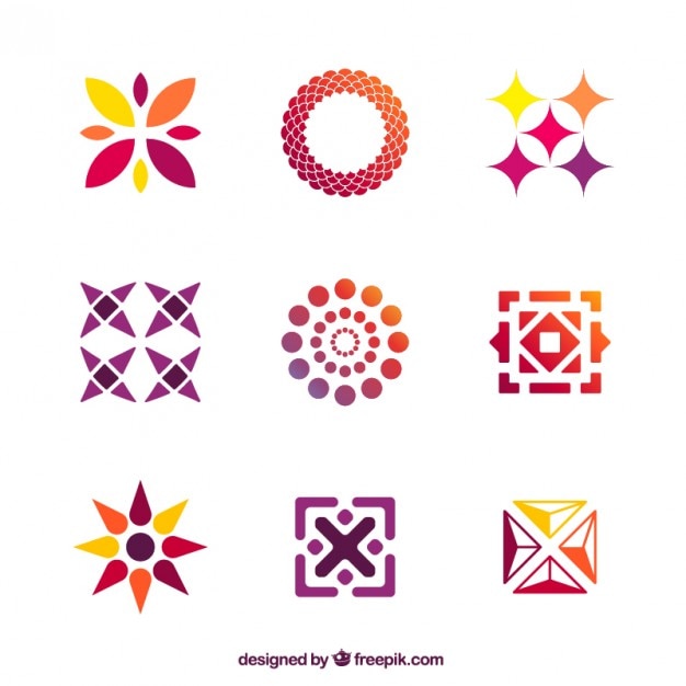 Free vector colorful ornaments with abstract shapes