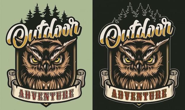 Colorful outdoor adventure vintage label