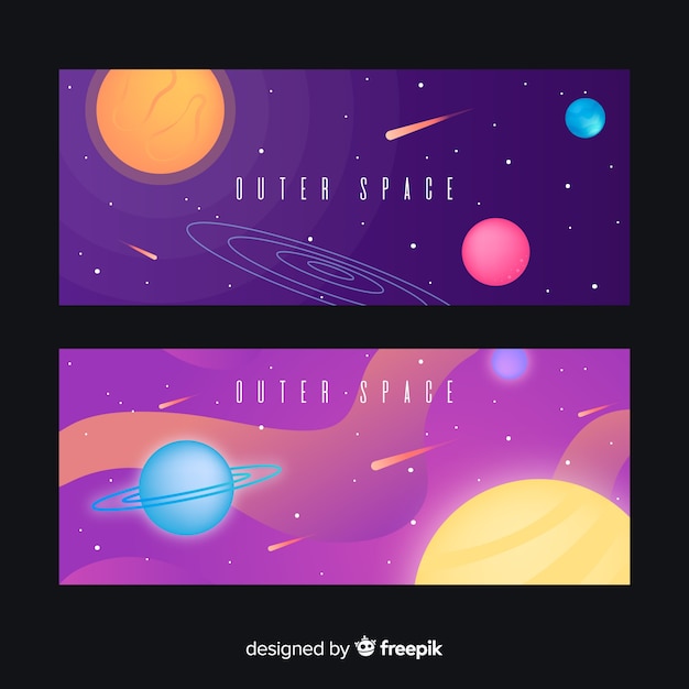 Free vector colorful outer space banner
