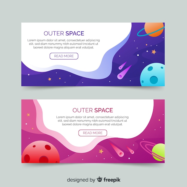 Free vector colorful outer space banner