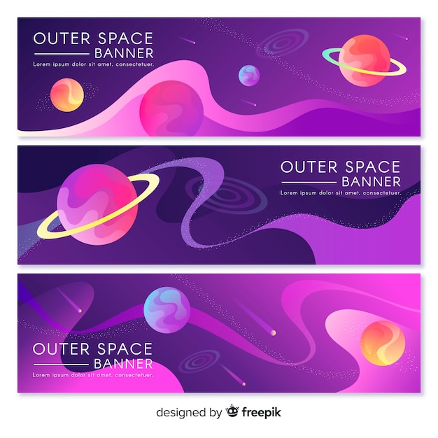 Free vector colorful outer space banner