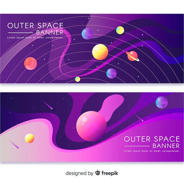 Free vector colorful outer space banner