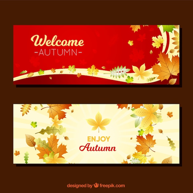 Free vector colorful pack of autumnal banners