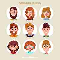 Free vector colorful pack of cartoon avatars