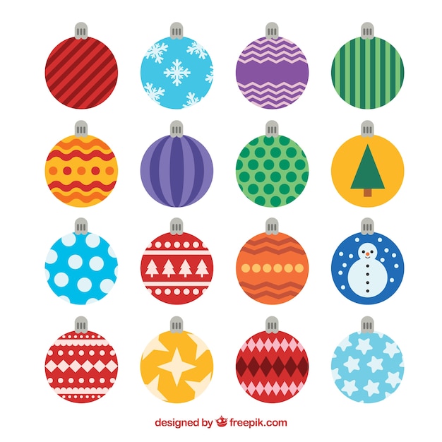 Free vector colorful pack of christmas balls