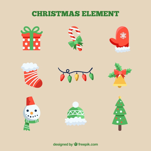 Colorful pack of christmas elements