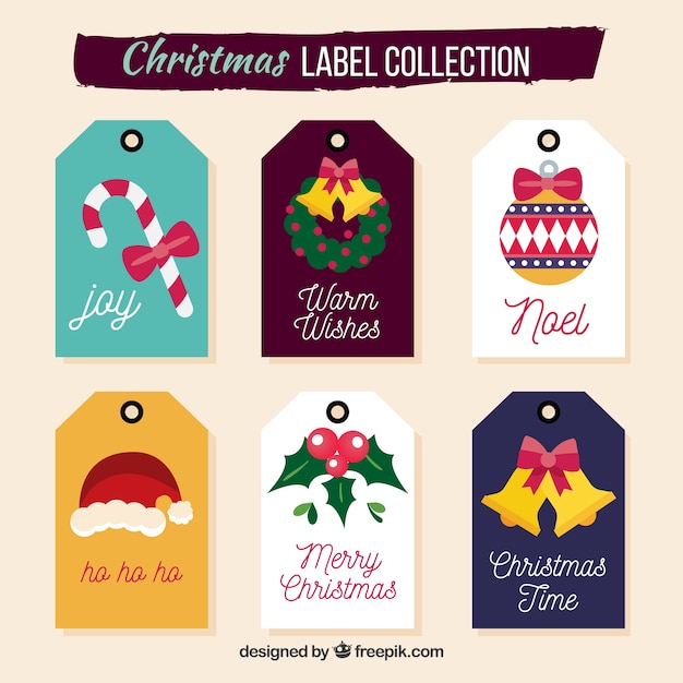 Colorful pack of christmas labels