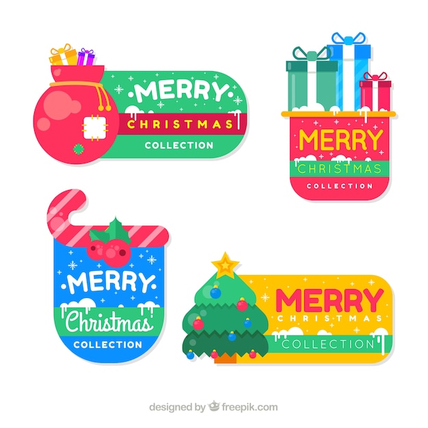 Free vector colorful pack of christmas labels