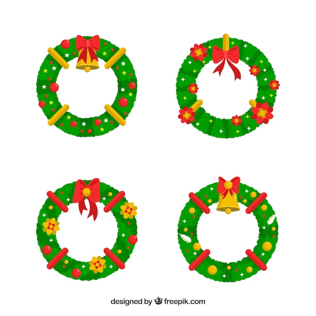 Colorful pack of christmas wearths