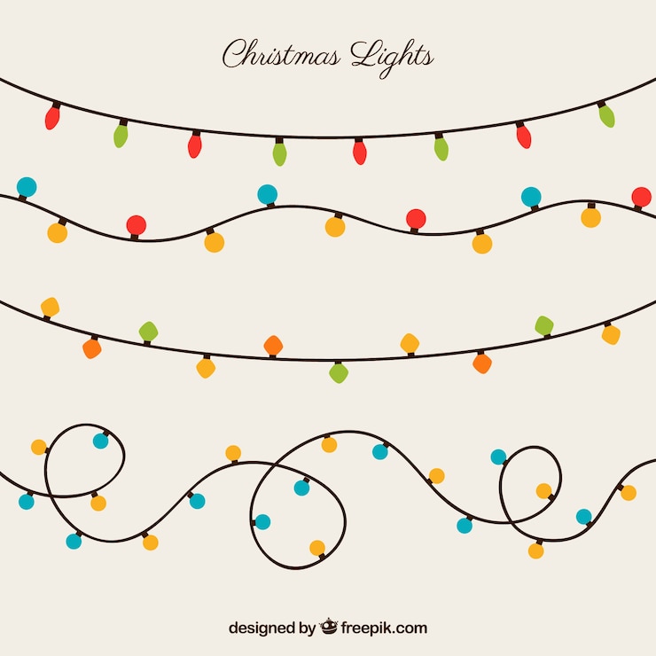 Free Vector colorful pack of flat christmas lights