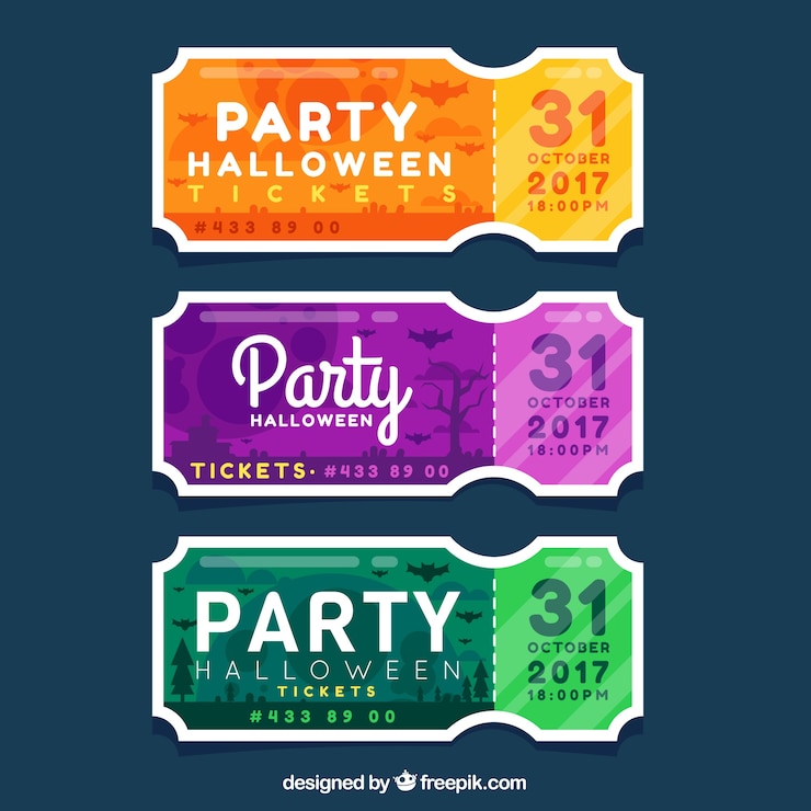Free Vector colorful pack of flat halloween tickets
