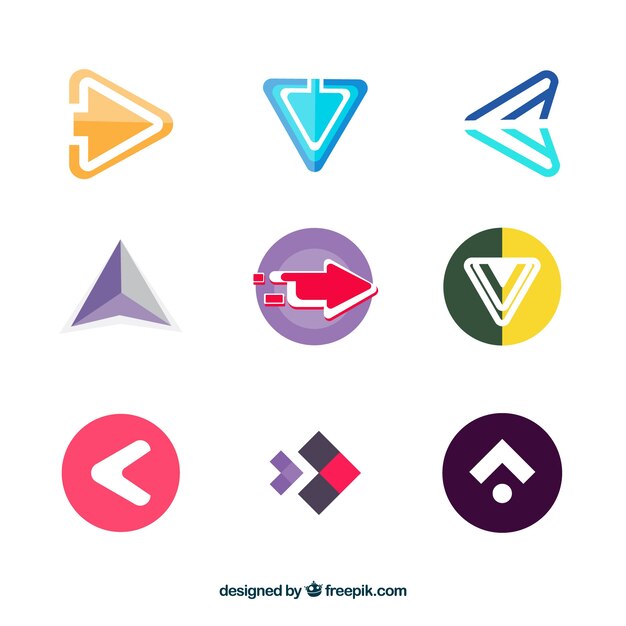 Colorful pack of futuristic arrows