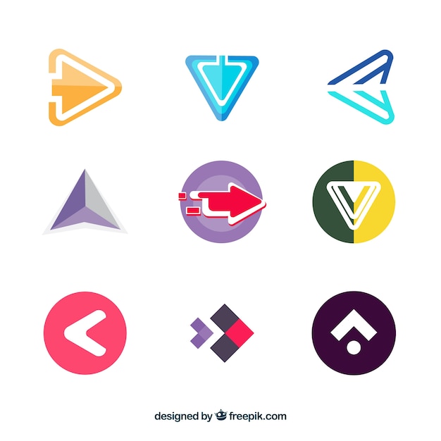 Colorful pack of futuristic arrows