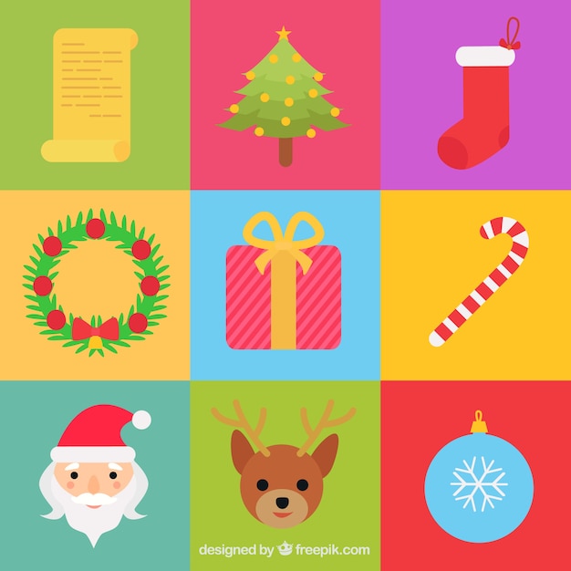 Free vector colorful pack of great elements prepared for christmas