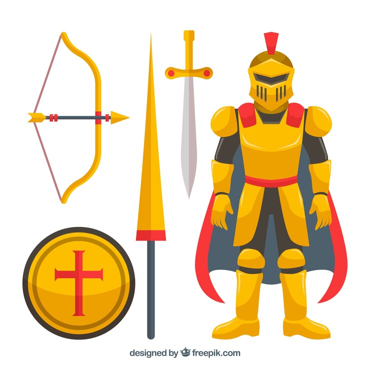 Free Vector colorful pack of knight elements